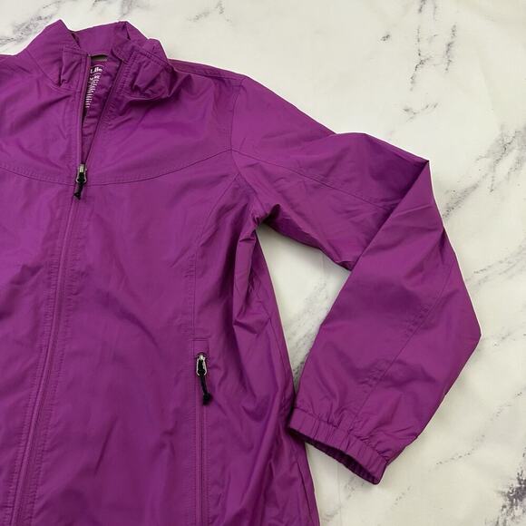 LL Bean Womens Windbreaker Jacket Size M Reg Purple Full Zip Up Lightweight - Picture 3 of 11